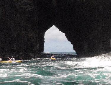 Roiling water in a cave