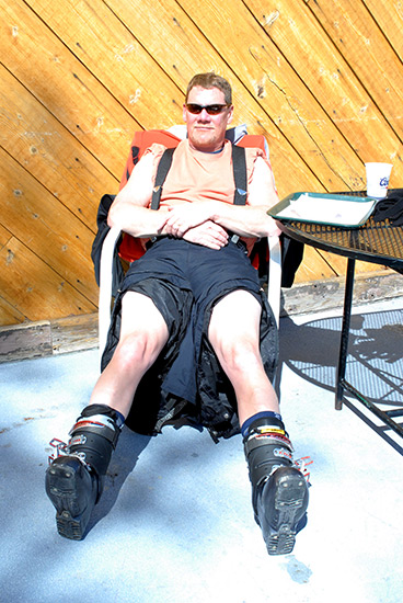 Idaho skiing - kicked back relaxed