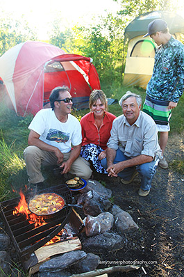 Campers around the cooking fire