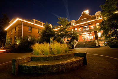 Edgefield exterior at night