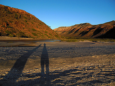 Setting sun cast long shadows