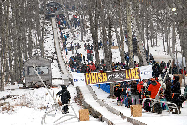 Maine Winterfest toboggan chute