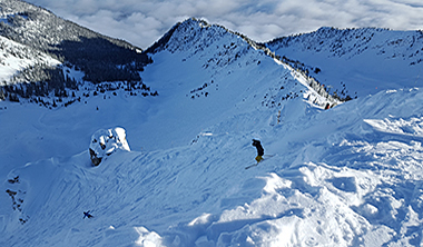 Skiing a chute 