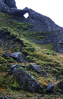 Husadalur Valley troll pee hole Iceland