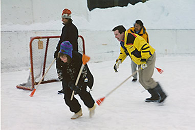 Playing broomball at Sun Peaks, BC