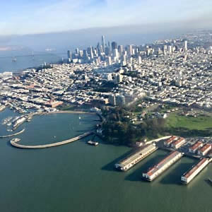 Seaplane over Fort Mason