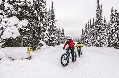 Sun Peaks fat tire biking on snow