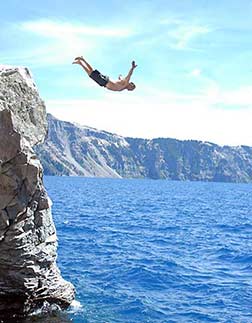 Crater Lake swan dive