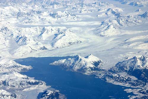 Snow on southern Alaskan glacier