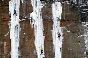 Ice climbing in SandstoneIcePark, Minnesota