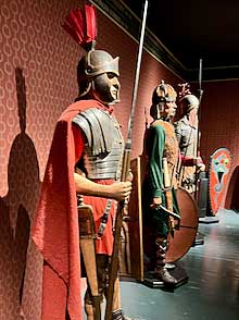 Exhibit of soldier’s armor inside the Marksburg Castle.