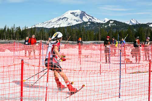 Pole,  Pedal, Paddle skier skids to finish line