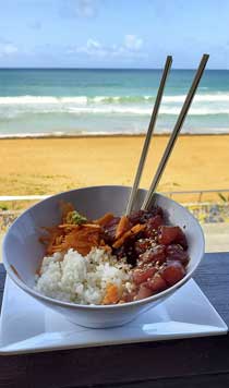 Puerto Rico, sashimi bowl at a beach cafe