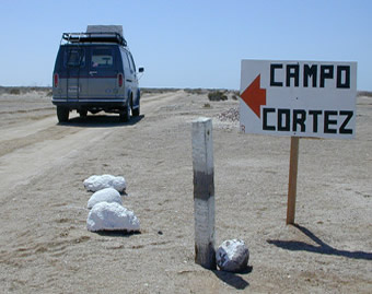 Driving to Eco Baja Tours camp at San Ignacio for whale watching